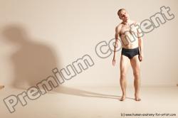 Underwear Gymnastic poses Man White Slim Bald Brown Dancing Dynamic poses Academic